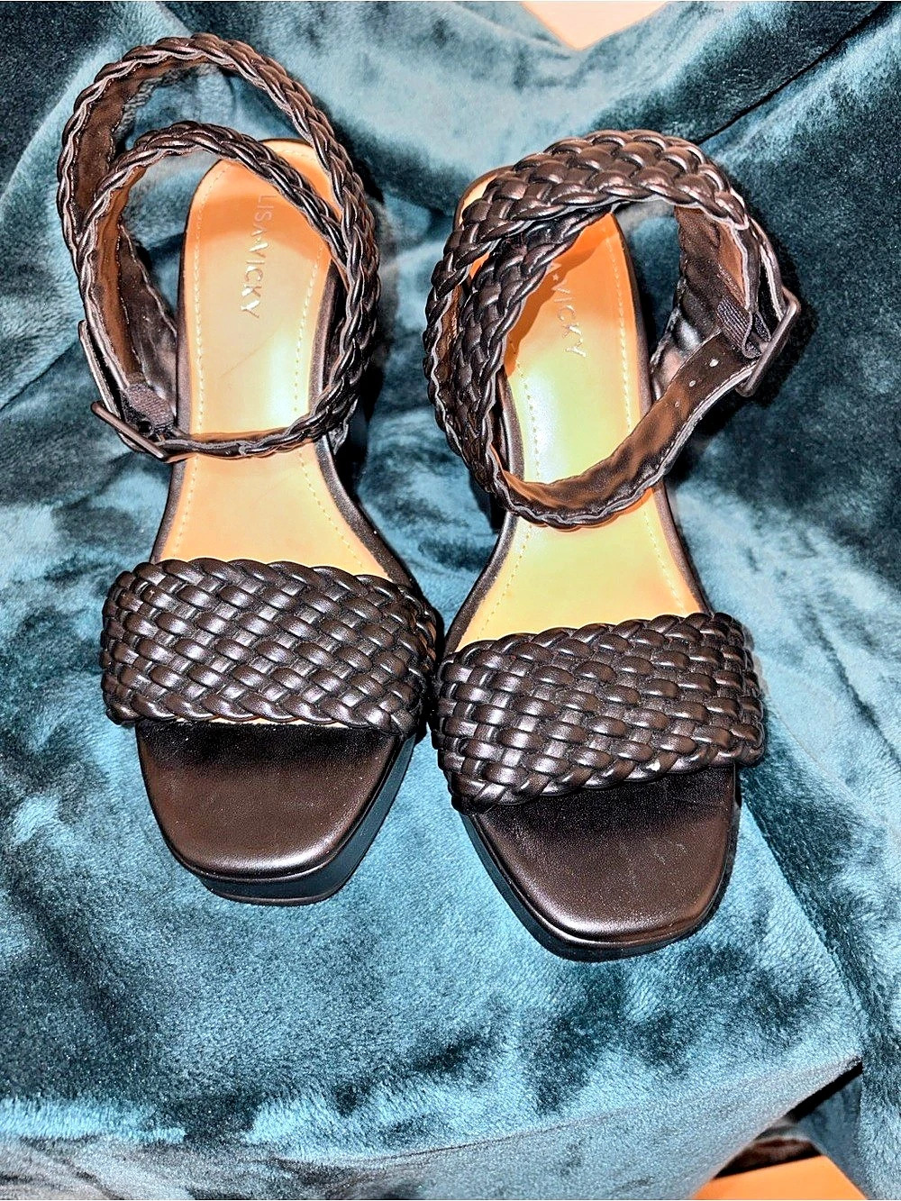 Lisa Vicky Platform Sandal Braided Heels in Black
